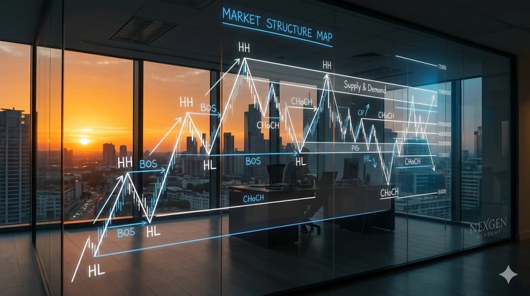 إتقان هيكلية السوق (Market Structure): الخريطة السرية للتحرك مع الاتجاه الحقيقي